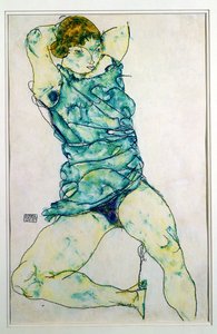 Tilbakelent jente av Egon Schiele