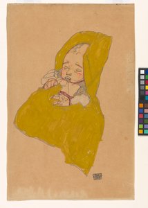 Säugling im Wickelpolster av Egon Schiele