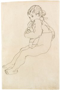 Sittende barn, 1916 av Egon Schiele