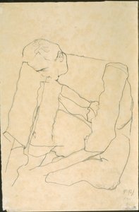 Sittende mann (verso) av Egon Schiele