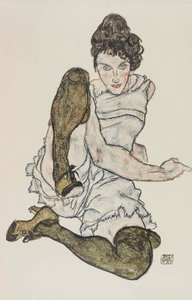 Sittende kvinne med opptrukket ben, 1917. av Egon Schiele