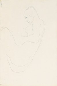 Sittende naken, 1912 av Egon Schiele