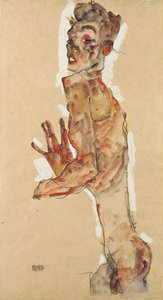 Selvportrett med spredte fingre, 1911 av Egon Schiele