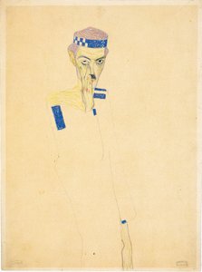 Selvportrett med blårutet pannebånd, 1909. av Egon Schiele