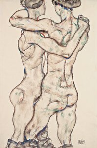 Omfavnende nakne jenter av Egon Schiele
