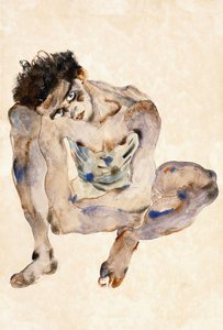 Squatting av Egon Schiele