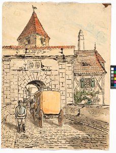 Byport med vogn (Elevarbeid) av Egon Schiele