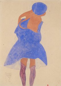 Stående jente, bakfra, 1908. av Egon Schiele