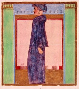 Stående kvinne (akvarell på papir) av Egon Schiele