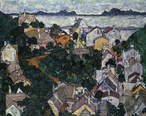 Sommerlandskap; Sommerlandschaft, 1917 av Egon Schiele