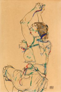 Kvinne med løftede armer, 1914. av Egon Schiele