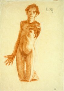 Ung mann på kne, 1908 av Egon Schiele