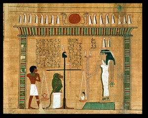 The Weighing of the Heart, detalj fra en side i Book of the Dead (papyrus)