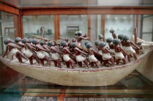 Skalamodell av båt fra graven til Meketre, Deir el-Bahari, Egypt, egyptisk sivilisasjon, Middle Kingdom, XI-dynastiet