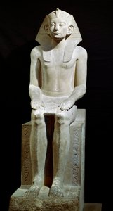 Egyptisk antikvitet: kalksteinsstatue av farao Amenemhet (Amenemhat) III. 12. dynasti. 1910 f.Kr. Fra Hawara. Dim. 160 cm Kairo, egyptisk museum
