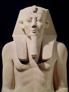 Sittende statue av Sesostris I (1971–28 f.Kr.), opprinnelig fra Mortuary Temple of Sesostris I ved al-Lisht (kalkstein) (detalj)