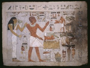 Veggfragment fra graven til Amenemhet og hans kone Hemet, Middle Kingdom av Egyptian 12th Dynasty