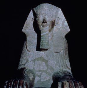 En sfinks av dronning Hatshepsut, fra liktempelet i Hatshepsut, New Kingdom (granitt)