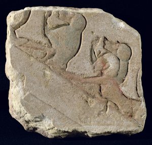 Amenophis IV (Akhenaten) med bavianer, New Kingdom (malt stein)