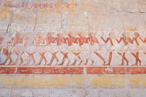 Basrelieff utskjæring av Hatshepsuts reise til landet Punt (Somalia), Hatshepsut-tempelet til Deir Al Bahari, Luxor, Egypt (bilde) av Egyptian 18th Dynasty