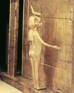 Detalj av Selket fra den baldakinske kiste til Tutankhamon (ca. 1370-52 f.Kr.) New Kingdom (forgylt tre) (se også 59095) av Egyptian 18th Dynasty