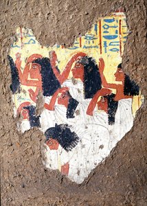 Egyptisk antikvitet: freskomaleri av graven til maleren Maia, en gruppe gråtende. 18. dynasti. Fra kapellet i Maia, Deir el-Medineh (el Medineh), New Empire Dim. 67 cm Torino, egyptisk museum av Egyptian 18th Dynasty