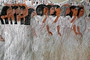 Egyptisk antikvitet: prosesjon av gråt. Maleri av graven til Roy (TT255). 18. dynasti. Fra Vestbredden av Luxor, Egypt av Egyptian 18th Dynasty