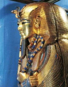Egyptisk sivilisasjon, Tutankhamens sarkofag, dekorert i gull og halvedelstener av Egyptian 18th Dynasty