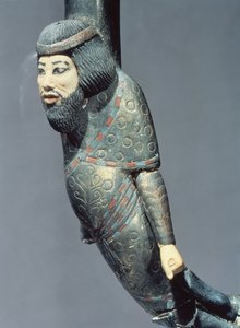 Figur av en syrer fra enden av en seremoniell stokk, fra graven til Tutankhamon (ca. 1370-52 f.Kr.) New Kingdom (tre og elfenben) (se også 149407)