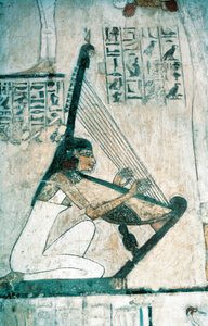 Fresker som viser scene for begravelsesbankett, med harpist, fra New Kingdom av Egyptian 18th Dynasty