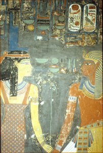 Horemheb og Isis, fra Horemhebs grav (ca. 1323-1295 f.Kr.) New Kingdom (veggmaleri) av Egyptian 18th Dynasty