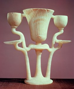 Lampe i form av tre lotusblomster, fra graven til Tutankhamon (ca. 1370-52 f.Kr.) New Kingdom (alabaster)