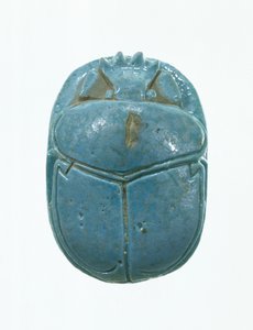 Ekteskapsskarabé av Amenhotep III og dronning Tiye, New Kingdom (glasert fajanse)