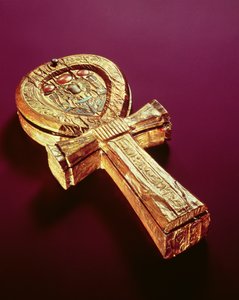 Speilkasse i form av en ankh, fra Tutankhamons grav (ca. 1370-1352 f.Kr.) New Kingdom (gullbelagt tre)