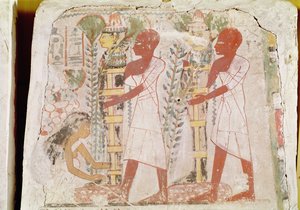 Forberedelse av to mumier for renseseremonien, fra graven til Merymaat, New Kingdom (veggmaleri)