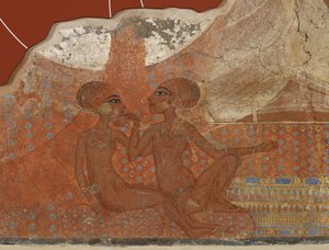 Prinsesser freske, egyptisk, New Kingdom, 18. dynasti, ca. 1555-1337 f.Kr. (veggmaleri)