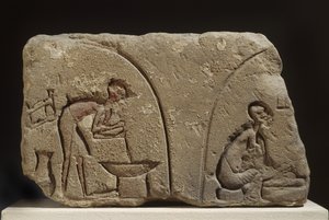 Sandsteinrelieff ved tilberedning av et måltid (sandstein) av Egyptian 18th Dynasty