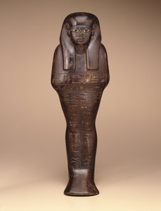 Shawabti av Maya, New Kingdom, ca. 1390–1353 f.Kr. (tre, maling og glass)