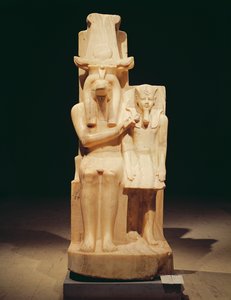 Sobek tilbyr en Ankh til Amenhoteop III (ca. 1417-1379 f.Kr.) New Kingdom (alabast)