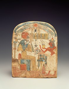 Stelae som skildrer den avdøde før Horus, fra Luxor, New Kingdom (malt tre)