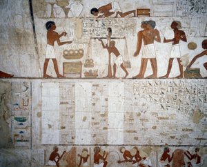 Veier gull og sølv, detaljer fra fresker i Tomb of Rekhmire, Sheikh Abd el Qurnah Necropolis, Luxor, Theben (Unescos verdensarvliste av Egyptian 18th Dynasty