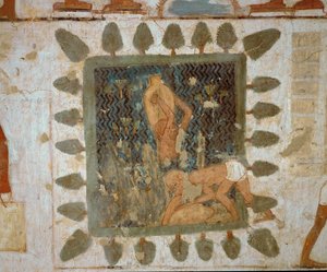 Arbeidere som bærer vaser (veggmaleri) av Egyptian 18th Dynasty