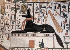 Anubis Tomb Nefertari (veggmaleri) av Egyptian 19th Dynasty