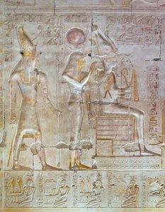 Farget relieff, tempelet til Seti I, Abydos, Egypt av Egyptian 19th Dynasty