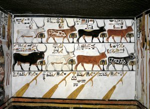 Egypt, Theben, Luxor, Dronningenes dal, Nefertaris grav, vedlegg til forkammer, veggmalerier, Illustrert dødebok, kapittel 89 av Egyptian 19th Dynasty