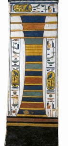Egypt, Theben, Luxor, Dronningenes dal, Nefertaris grav, Djed-søyle som representerer Osiris' ryggrad som bærer oppstandelsesbeinmargen innenfor, fra 19. dynasti av Egyptian 19th Dynasty