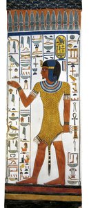 Egypt, Theben, Luxor, Queens Valley, Tomb of Nefertari, veggmaleri på søyle i gravkammer fra 19. dynasti av Egyptian 19th Dynasty