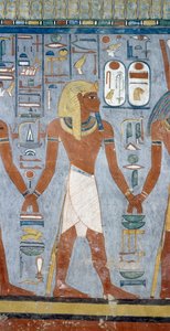 Mannsfigur, detalj fra fresker i gravkammeret til Ramesses I's grav, Kongenes dal, Luxor, Theben (Unescos verdensarvliste av Egyptian 19th Dynasty