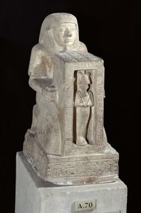 Naophorous statue av den kongelige skriveren, Seti, med Osiris i naos, New Kingdom, ca. 1279-1213 f.Kr. (kalkstein)