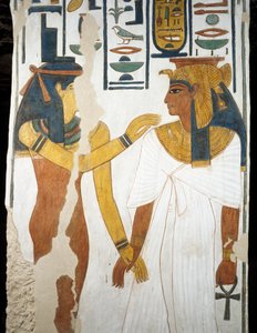 Nefertari, detalj fra freskomaleriene i det andre kammeret i graven til Nefertari, Valley of Queens, Luxor, Theben (Unescos verdensarvliste av Egyptian 19th Dynasty